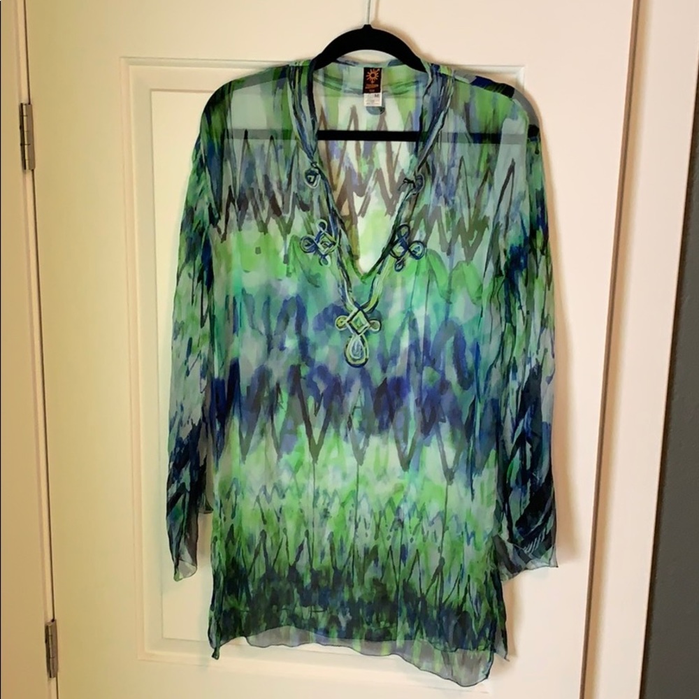 Jean Paul Gaultier Soleil Fuzzi Sheer Caftan